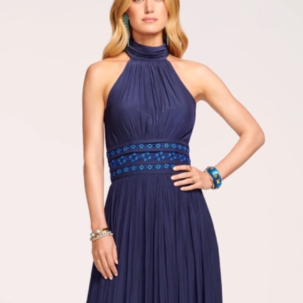 Ramy Brook Deep Blue Halter Dress Size 10